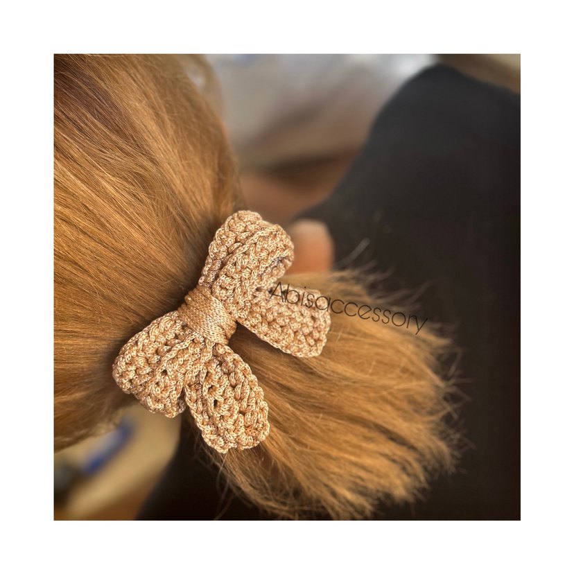 Bej Örgü Fiyonk Saç Tokası - Görsel 2