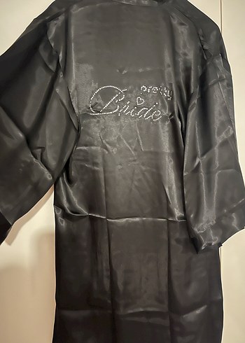 l Beden siyah Renk Saten Bride sabahlık