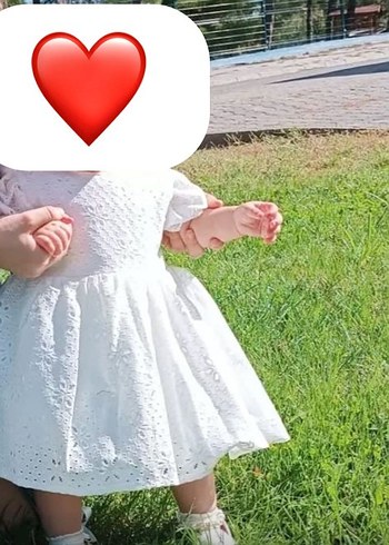 Standart Beden Beden Kız Çocuk Beyaz Dantel Nakışlı Elbise