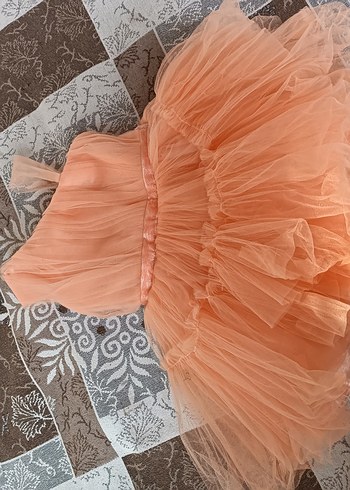 Kız Çocuk Pembe Straplez Fırfırlı Elbise
