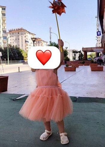 Diğer Kız Çocuk Pembe Straplez Fırfırlı Elbise