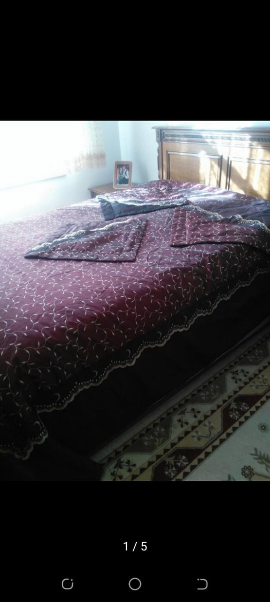 Bordo Nakışlı Yatak Örtüsü - Görsel 4