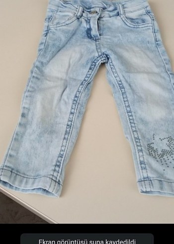 Nakışlı Gri Mavi Kız Kot Pantolon