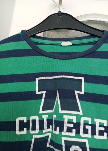 7 Yaş Beden yeşil Renk Çocuk Yeşil Çizgili Sweatshirt