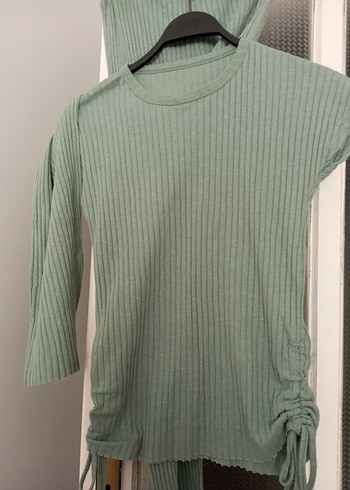 Yeşil V Yaka Kemerli Triko - Görsel 6