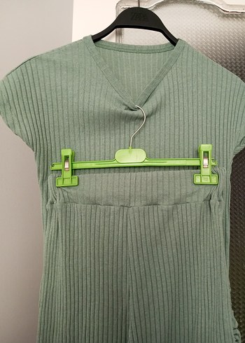Yeşil V Yaka Kemerli Triko - Görsel 4