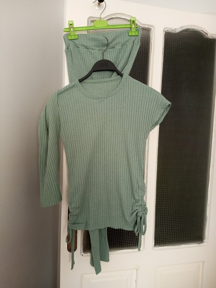 Yeşil V Yaka Kemerli Triko - Görsel 5