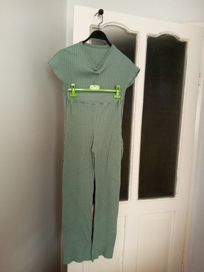 Yeşil V Yaka Kemerli Triko - Görsel 2