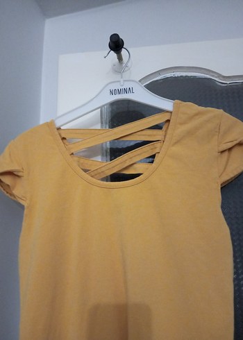 xl Beden sarı Renk Sarı Strappy Kadın Tişört