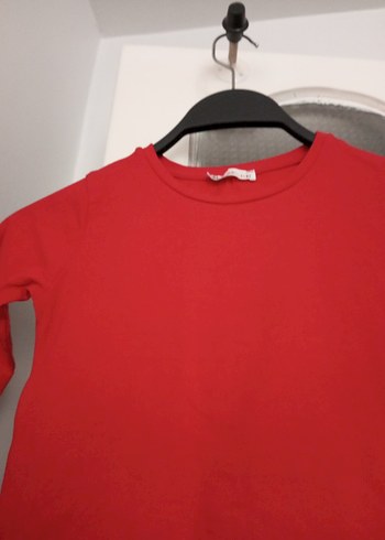 Kız Çocuk Kırmızı Uzun Kollu Basic Tişört - Görsel 3