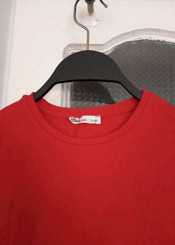 Kız Çocuk Kırmızı Uzun Kollu Basic Tişört - Görsel 4