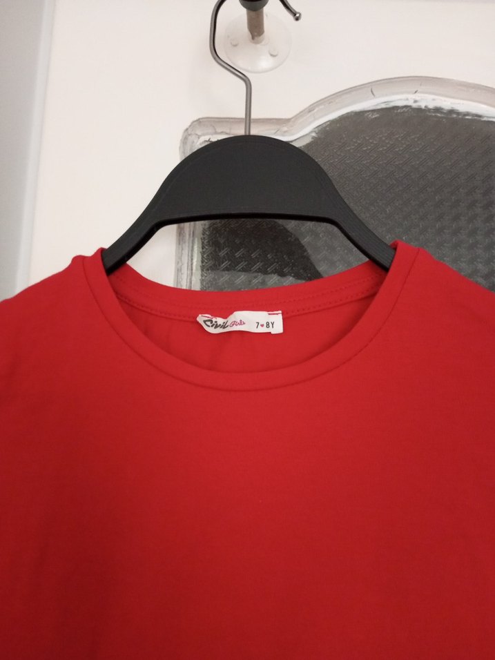 Kız Çocuk Kırmızı Uzun Kollu Basic Tişört - Görsel 4