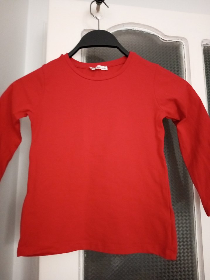 Kız Çocuk Kırmızı Uzun Kollu Basic Tişört - Görsel 2