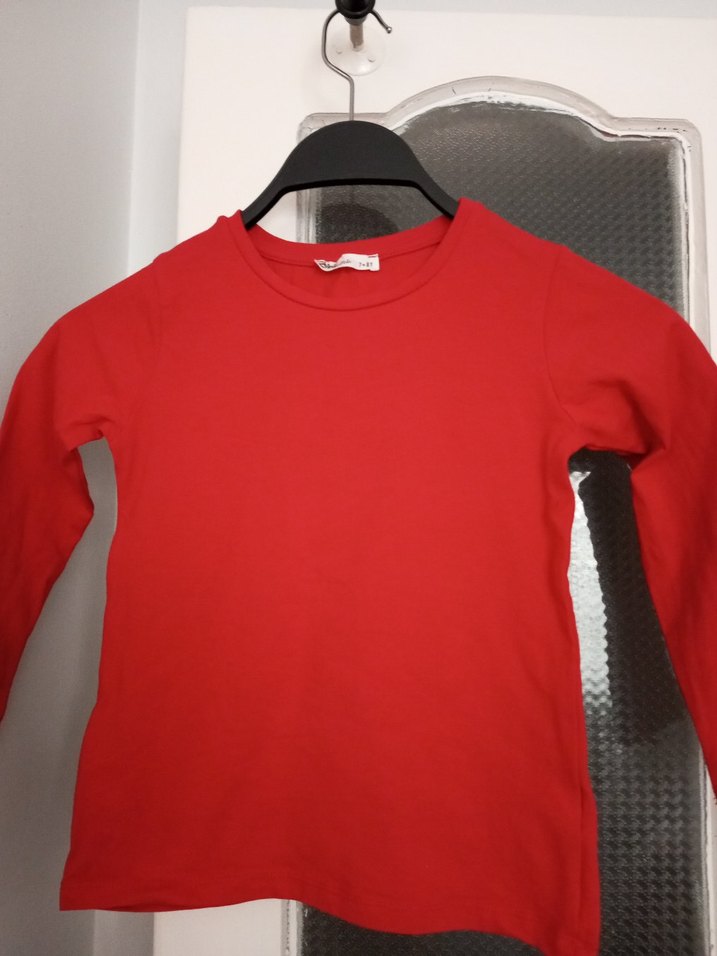 Kız Çocuk Kırmızı Uzun Kollu Basic Tişört - Görsel 5