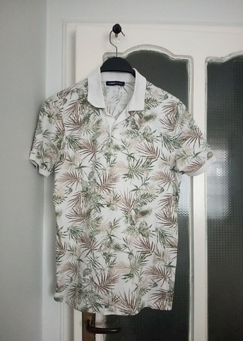 Beyaz Desenli Erkek Polo Tişört - Görsel 2