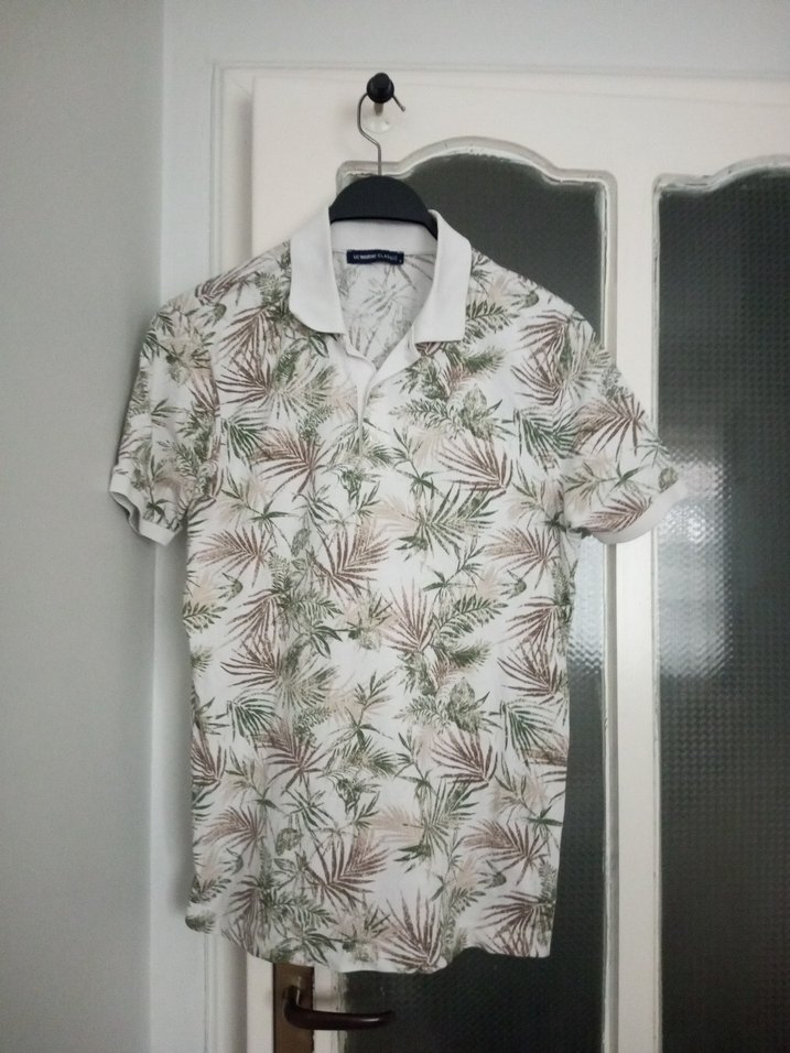 Beyaz Desenli Erkek Polo Tişört - Görsel 2