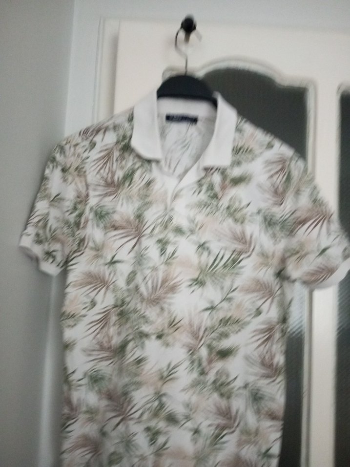 Beyaz Desenli Erkek Polo Tişört - Görsel 3