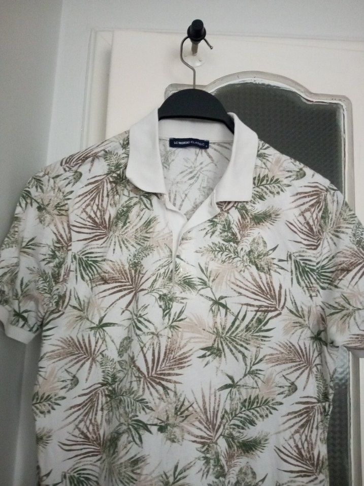 Beyaz Desenli Erkek Polo Tişört - Görsel 5