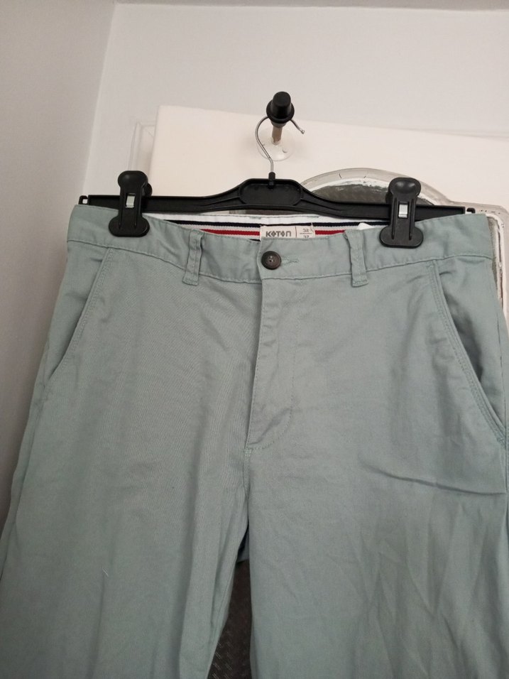 Gri Keten Erkek Pantolon, Kemerli, Normal Boy - Görsel 3