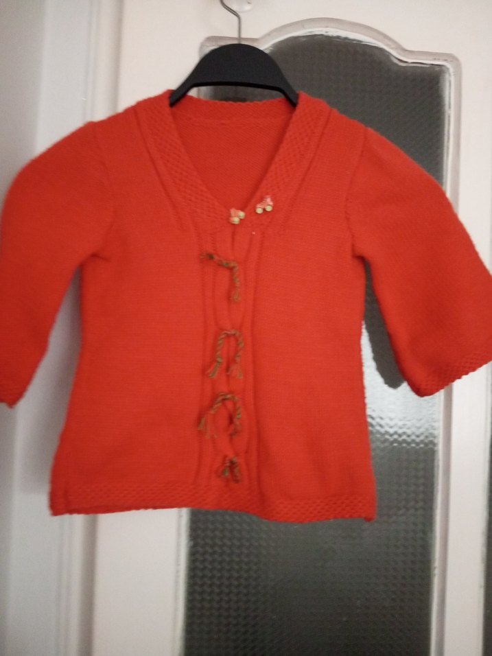 Kız Çocuk Kırmızı Bohem Düğmeli Hırka - Görsel 4