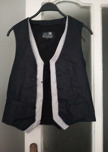 Gri Düğmeli Denim erkek yelek - Görsel 4