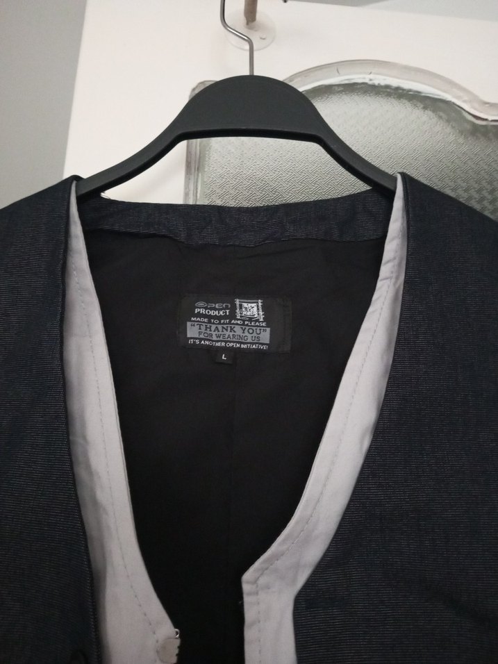 Gri Düğmeli Denim erkek yelek - Görsel 3