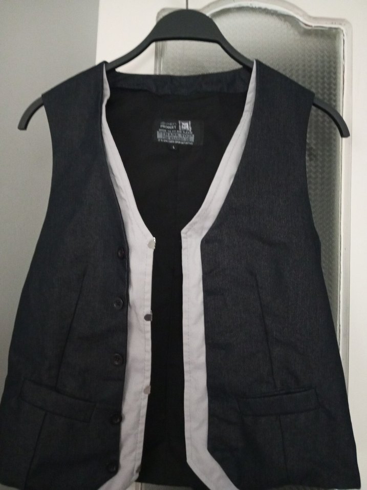 Gri Düğmeli Denim erkek yelek - Görsel 2