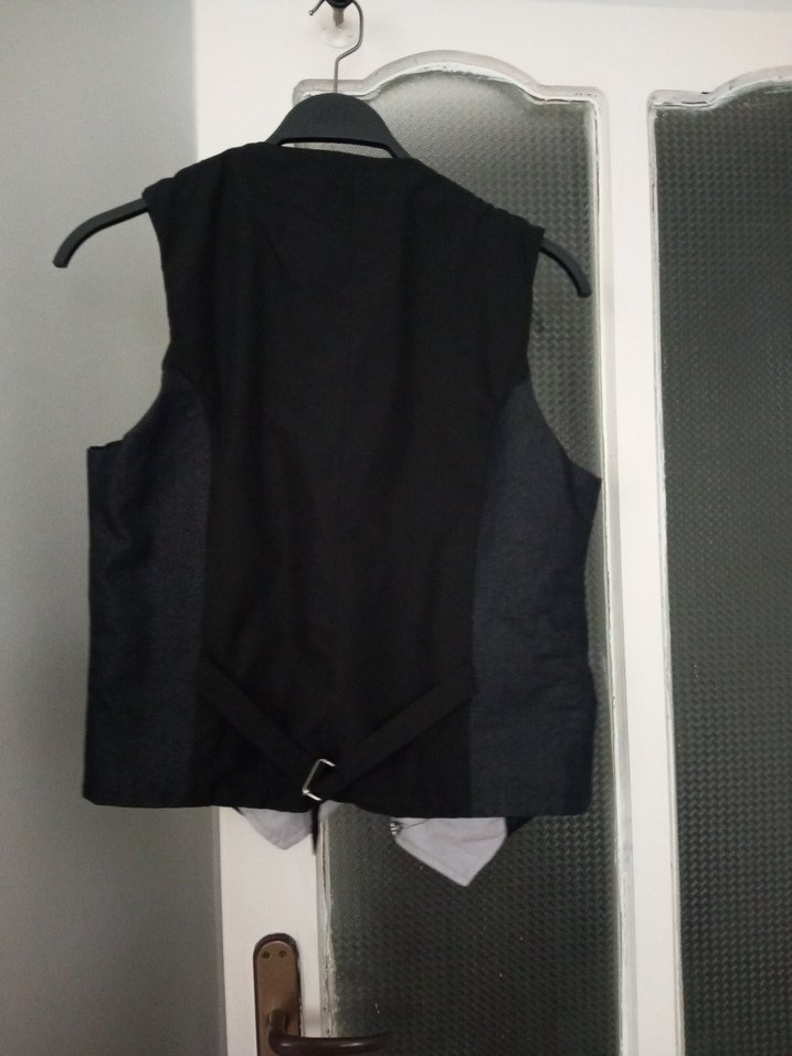 Gri Düğmeli Denim erkek yelek - Görsel 5