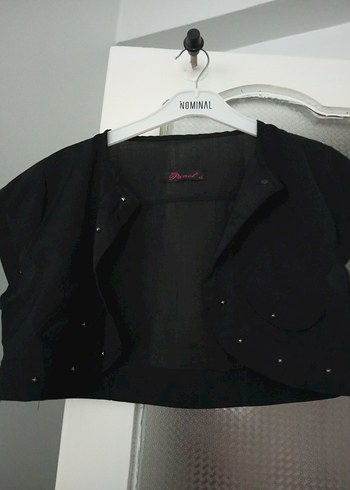 Kızlar için Siyah Düğmeli Kolsuz Bolero - Görsel 2