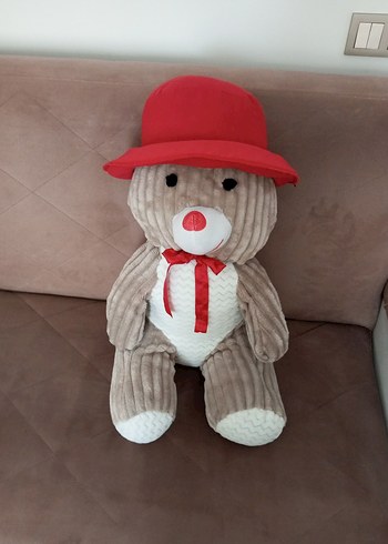 Kırmızı Şapkalı Kahverengi Peluş Ayı - Görsel 3