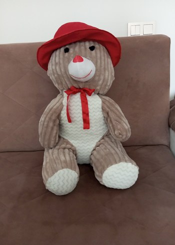 Kırmızı Şapkalı Kahverengi Peluş Ayı - Görsel 2
