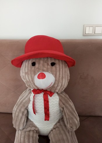 Kırmızı Şapkalı Kahverengi Peluş Ayı - Görsel 5