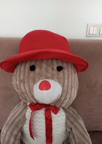 Kırmızı Şapkalı Kahverengi Peluş Ayı - Görsel 6