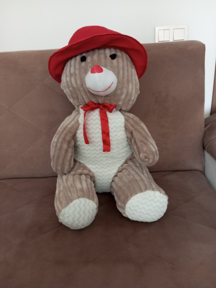 Kırmızı Şapkalı Kahverengi Peluş Ayı - Görsel 2