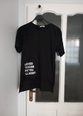 Siyah Baskılı Oversize Tişört - Görsel 2