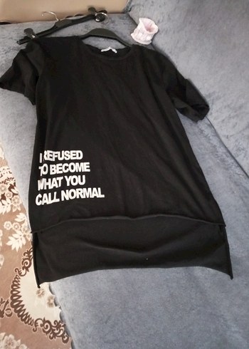 Siyah Baskılı Oversize Tişört - Görsel 3