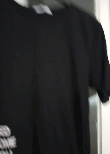 Siyah Baskılı Oversize Tişört - Görsel 4