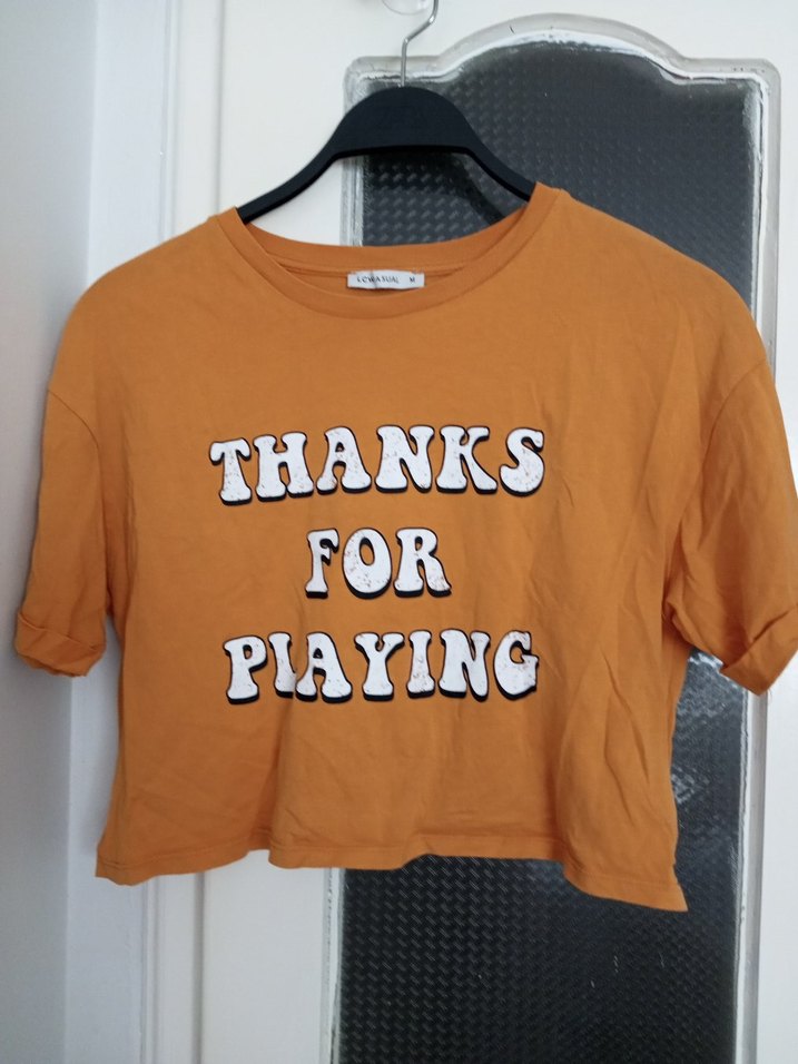 Turuncu Baskılı Kadın Tişört - Görsel 2