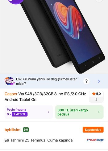 Casper Via S48 3GB/32GB 8 İnç Android Tablet