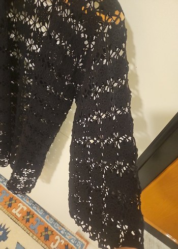 Dantel Detaylı Siyah Bohem Kadın Hırka - Görsel 4