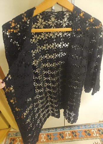 Dantel Detaylı Siyah Bohem Kadın Hırka - Görsel 3