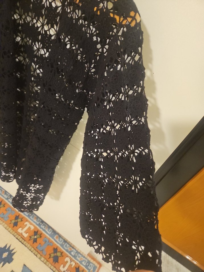 Dantel Detaylı Siyah Bohem Kadın Hırka - Görsel 4