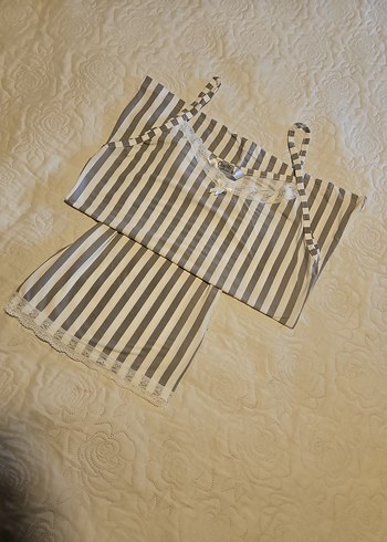 Çizgili Dantelli yazlık takım - Görsel 5