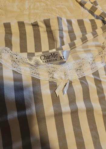 Çizgili Dantelli yazlık takım - Görsel 2