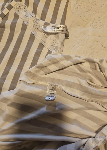 Çizgili Dantelli yazlık takım - Görsel 3