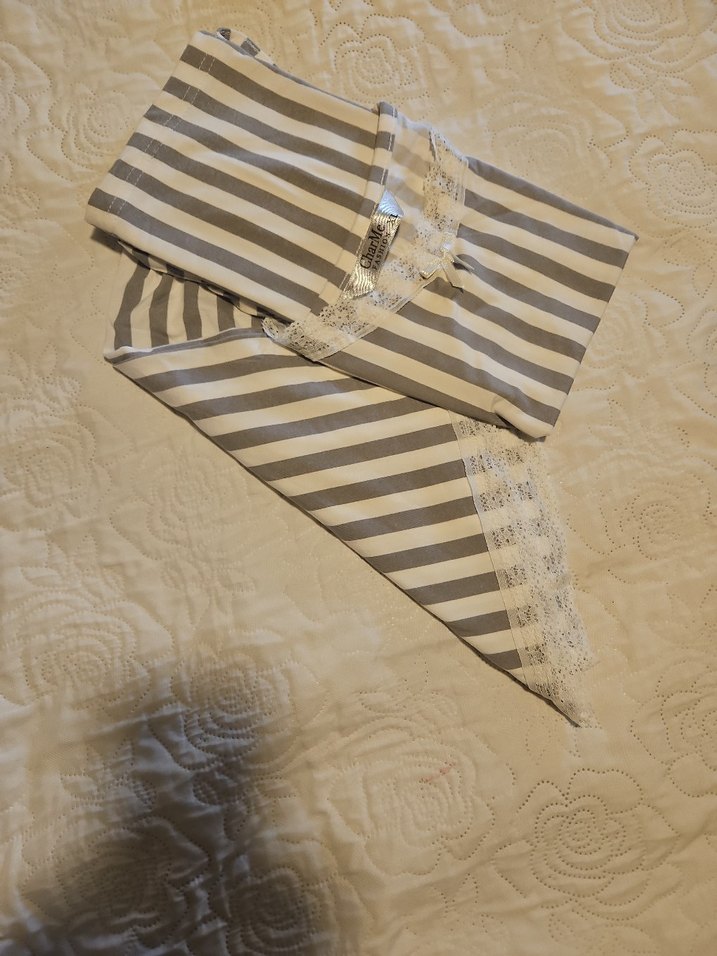 Çizgili Dantelli yazlık takım - Görsel 4