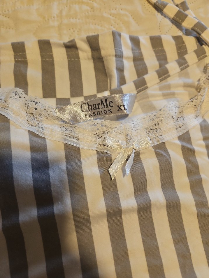Çizgili Dantelli yazlık takım - Görsel 2