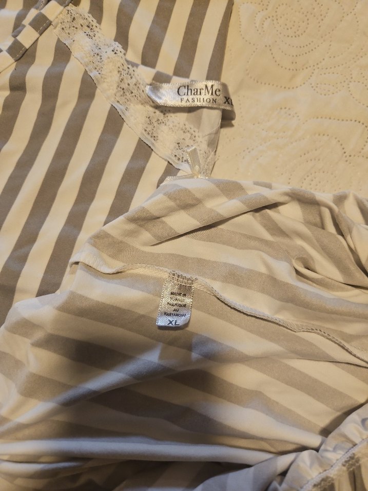 Çizgili Dantelli yazlık takım - Görsel 3