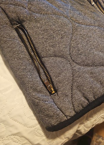 Gri Kadın Yelek Fermuarlı Yüksek Yakalı - Görsel 2