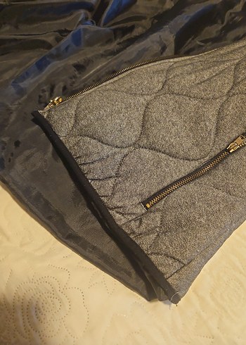 Gri Kadın Yelek Fermuarlı Yüksek Yakalı - Görsel 4